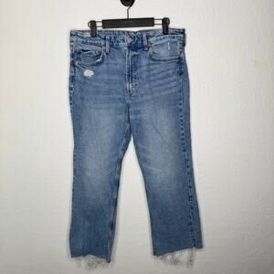 H&M Womens Jeans Size 12 Light Wash Blue Denim High Rise Straight Leg